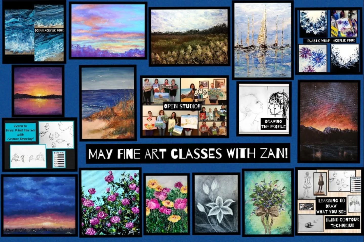Unleash your inner artist in ZanArt classes!
Come tuck the cares of the world away for a little while by joining us this month @HouseofNeville Gallery and Gatherings, Thomas PlaceCommunityCenter 
and Betsy Price Community Center! 
I honestly believe anyone can learn to tap into their creative side. In fact, one of my greatest joys and honors is being a part of their artistic journey 🥰
-It's never too late!! 

*FREE Supplies with your first class!
Learn more & how to sign up here:
https://zanartclasses.com/calendar/
There's a clickable link on my profile page 😄 

#unleashyourinnerartist #nevertoolate #artclasses #artcommunity #arttechniques