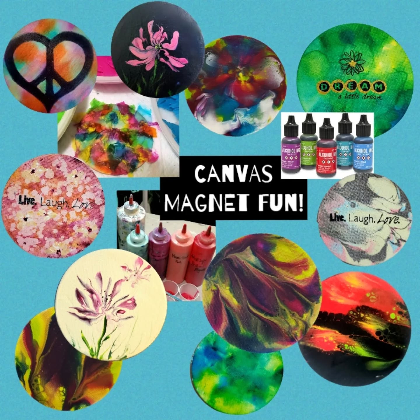 This week we'll have a little MAGNET FUN with FREE SUPPLIES all week as my THANKs to you for joining my classes!  
I'll bring various sizes and shapes of canvas magnets for everyone & demo various ways to enhance them using mixed media techniques including bleeding tissue paper, alcohol inks, acrylic pours and stamping!
Join us @HouseofNeVille Gallery & Gatherings, Thomas Place Community Center and Betsy Price Community Center 😄 

Find out more here:
https://zanartclasses.com/calendar/
(There's a clickable link on my profile page) 

#unleashyourinnerartist #artlessons #nevertoolate #carveouttimeforart #artandmeditation #simplejoys #lovemystudents #giftofart